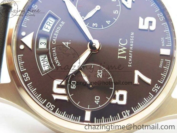 MIROTIME 0202 Popular Big Pilot Real PR IW502706 RG YLF 1:1 Best Edition Brown Dial On Calfskin Strap A 7223